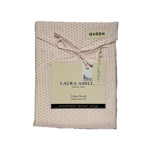 Laura Ashley Small Pink Hearts Pattern Queen Size Sheet Set
